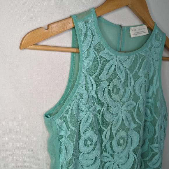 Zara Blue Lace Sheer Back Tank Top Small - Picture 7 of 10